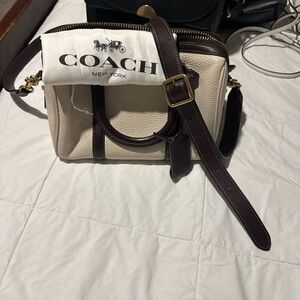 Coach Cream and Brown Crossbody Bag